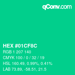 Color code: HEX #01CF8C | qconv.com
