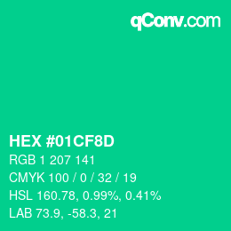 カラーコード: HEX #01CF8D | qconv.com
