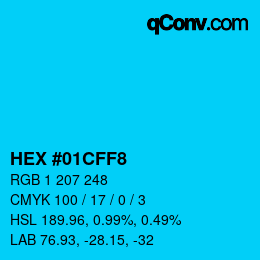 Color code: HEX #01CFF8 | qconv.com