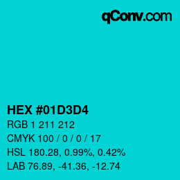 カラーコード: HEX #01D3D4 | qconv.com