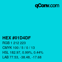 Color code: HEX #01D4DF | qconv.com