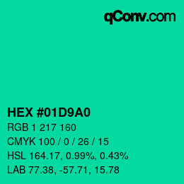 Código de color: HEX #01D9A0 | qconv.com