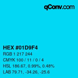 Color code: HEX #01D9F4 | qconv.com