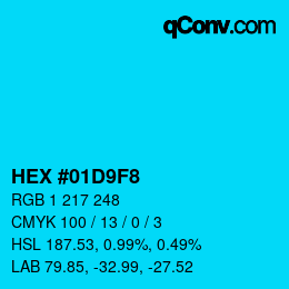 カラーコード: HEX #01D9F8 | qconv.com