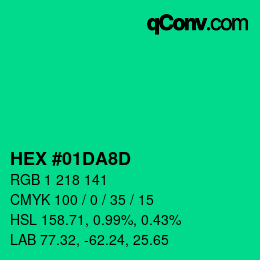 Color code: HEX #01DA8D | qconv.com