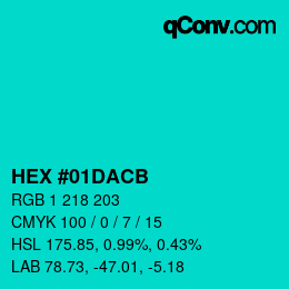 Color code: HEX #01DACB | qconv.com