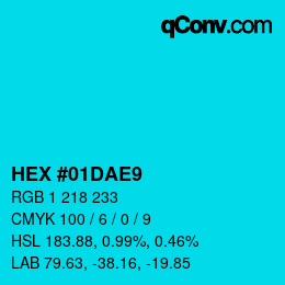 カラーコード: HEX #01DAE9 | qconv.com