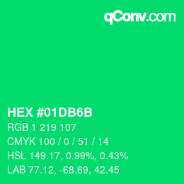 カラーコード: HEX #01DB6B | qconv.com