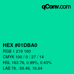 Color code: HEX #01DBA0 | qconv.com
