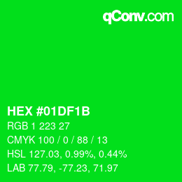 Color code: HEX #01DF1B | qconv.com