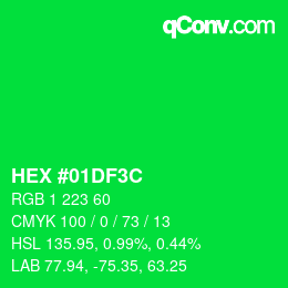 Color code: HEX #01DF3C | qconv.com