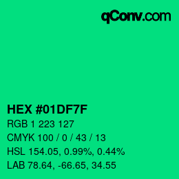 Color code: HEX #01DF7F | qconv.com