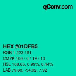 カラーコード: HEX #01DFB5 | qconv.com