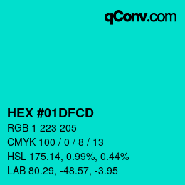 カラーコード: HEX #01DFCD | qconv.com