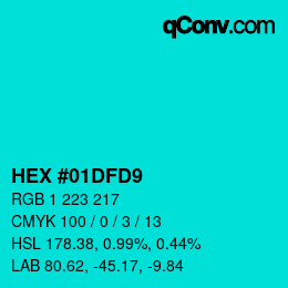 Color code: HEX #01DFD9 | qconv.com