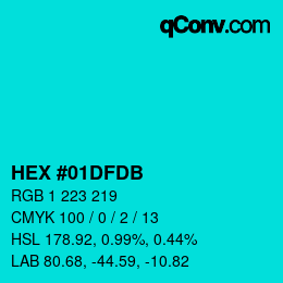 Color code: HEX #01DFDB | qconv.com