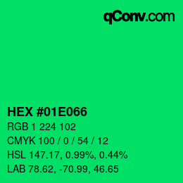 Color code: HEX #01E066 | qconv.com