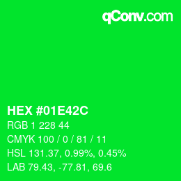 カラーコード: HEX #01E42C | qconv.com