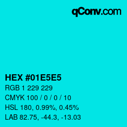 Color code: HEX #01E5E5 | qconv.com