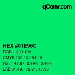 Color code: HEX #01E96C | qconv.com