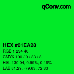 Color code: HEX #01EA28 | qconv.com