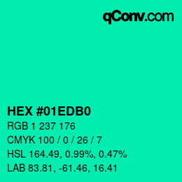Color code: HEX #01EDB0 | qconv.com