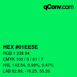 Code couleur: HEX #01EE5E | qconv.com