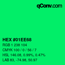 Color code: HEX #01EE68 | qconv.com