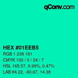 Color code: HEX #01EEB5 | qconv.com