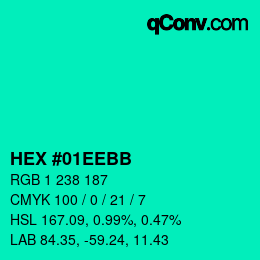 Código de color: HEX #01EEBB | qconv.com
