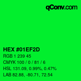 颜色代码: HEX #01EF2D | qconv.com