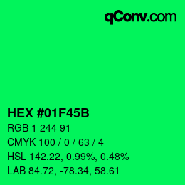 Color code: HEX #01F45B | qconv.com
