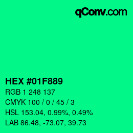 Código de color: HEX #01F889 | qconv.com