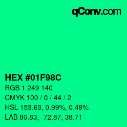 Color code: HEX #01F98C | qconv.com