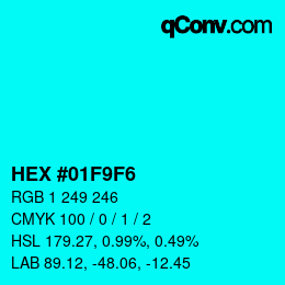 Color code: HEX #01F9F6 | qconv.com