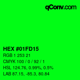 Color code: HEX #01FD15 | qconv.com