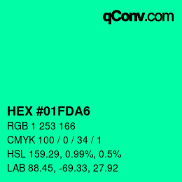 Color code: HEX #01FDA6 | qconv.com