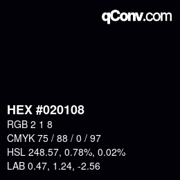 Color code: HEX #020108 | qconv.com