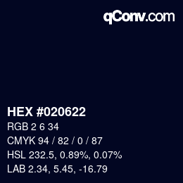 Color code: HEX #020622 | qconv.com