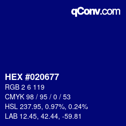 Color code: HEX #020677 | qconv.com