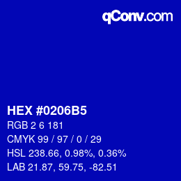 Color code: HEX #0206B5 | qconv.com