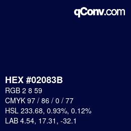 カラーコード: HEX #02083B | qconv.com