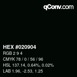 Color code: HEX #020904 | qconv.com