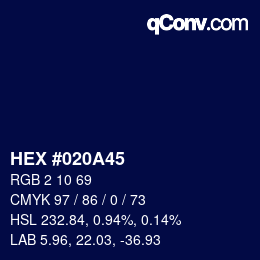 Color code: HEX #020A45 | qconv.com