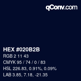 Color code: HEX #020B2B | qconv.com