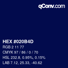 カラーコード: HEX #020B4D | qconv.com