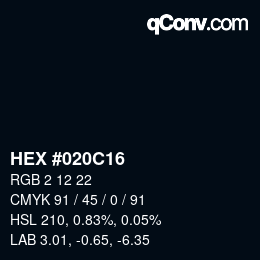 Color code: HEX #020C16 | qconv.com