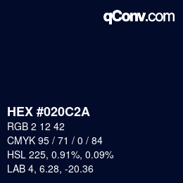 Color code: HEX #020C2A | qconv.com