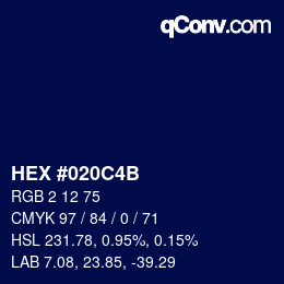 Farbcode: HEX #020C4B | qconv.com