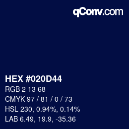 カラーコード: HEX #020D44 | qconv.com